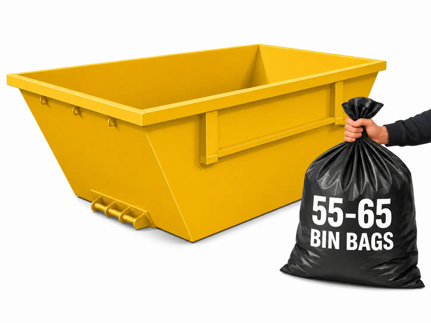 6 yard skip, holds roughly 55 to 65 bin bags